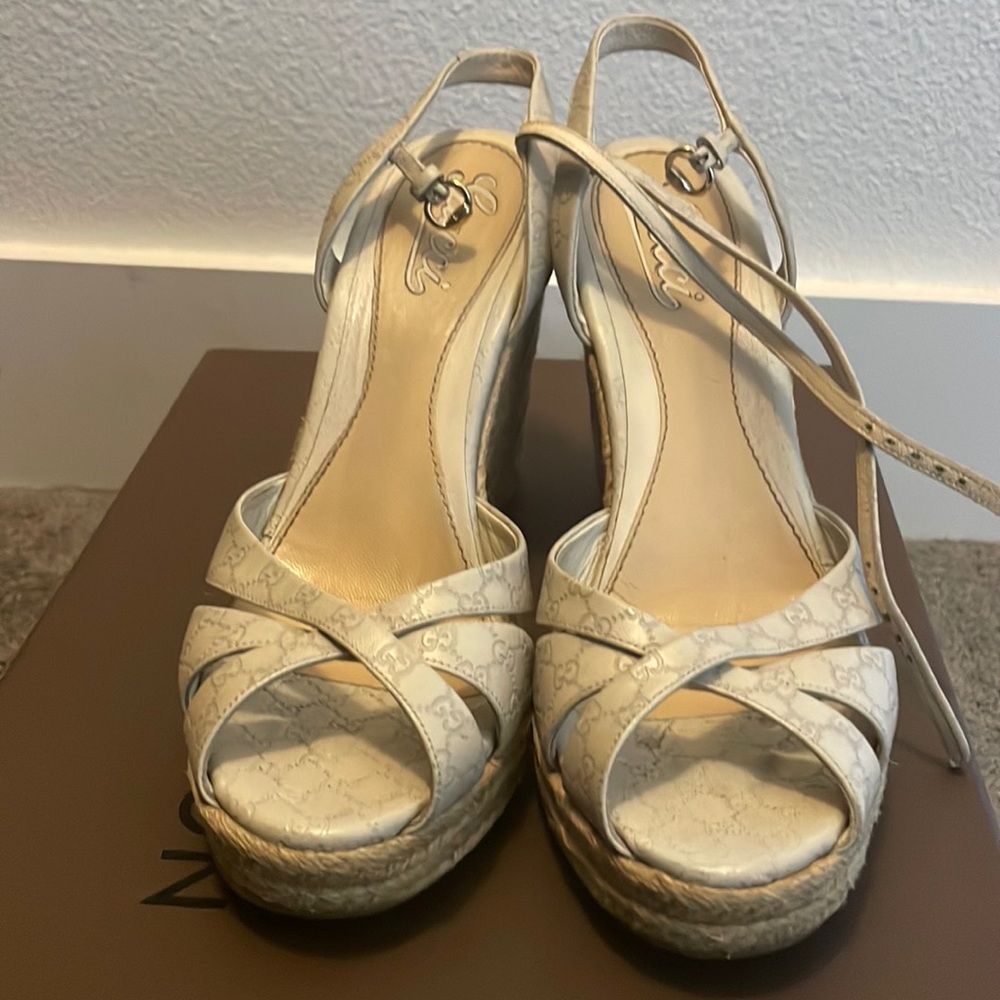 Gucci 'Penelope' Leather Espadrille Wedges